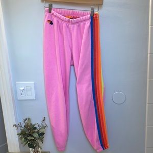 Aviator Nation Neon Pink 5 Stripe sweatpants